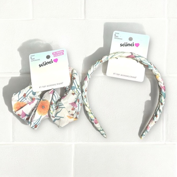 Scünci Floral Scrunchie & Braided Headband Set | NWT - Picture 1 of 3